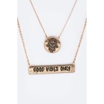Hamsa Hand Good Vibes Only Layered Necklace